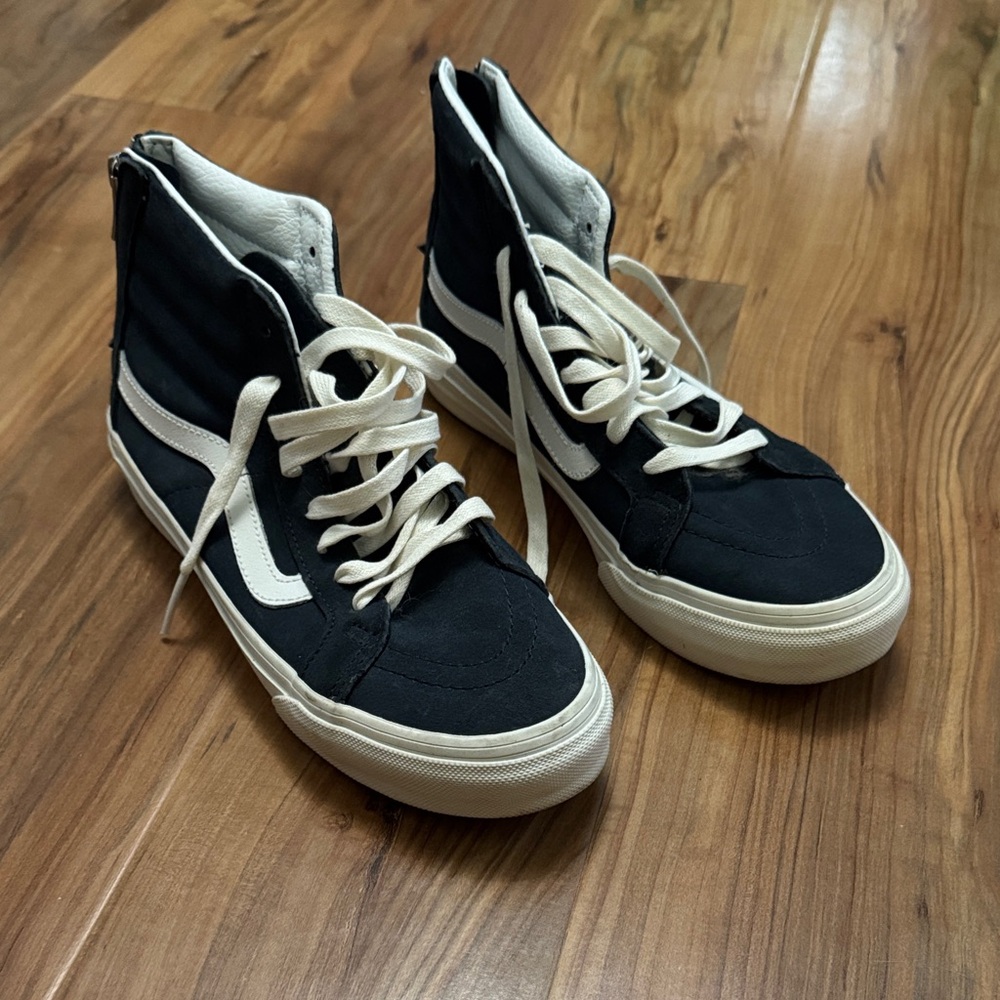 Vans Navy and White High-Top Sneakers